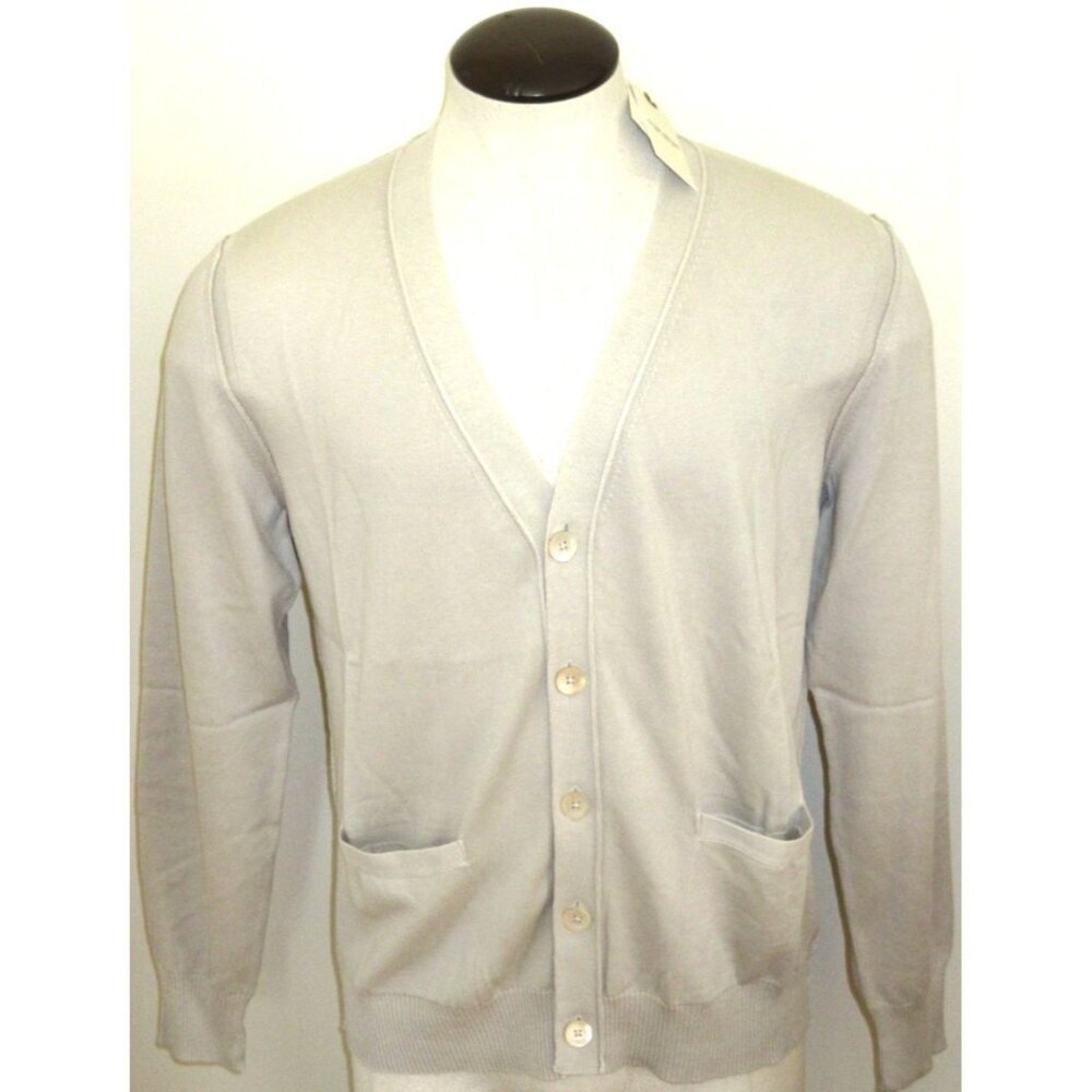 OOBE Brand Men's Ashworth Cotton Cardigan Italian Made Sweater Stone Beige NWT